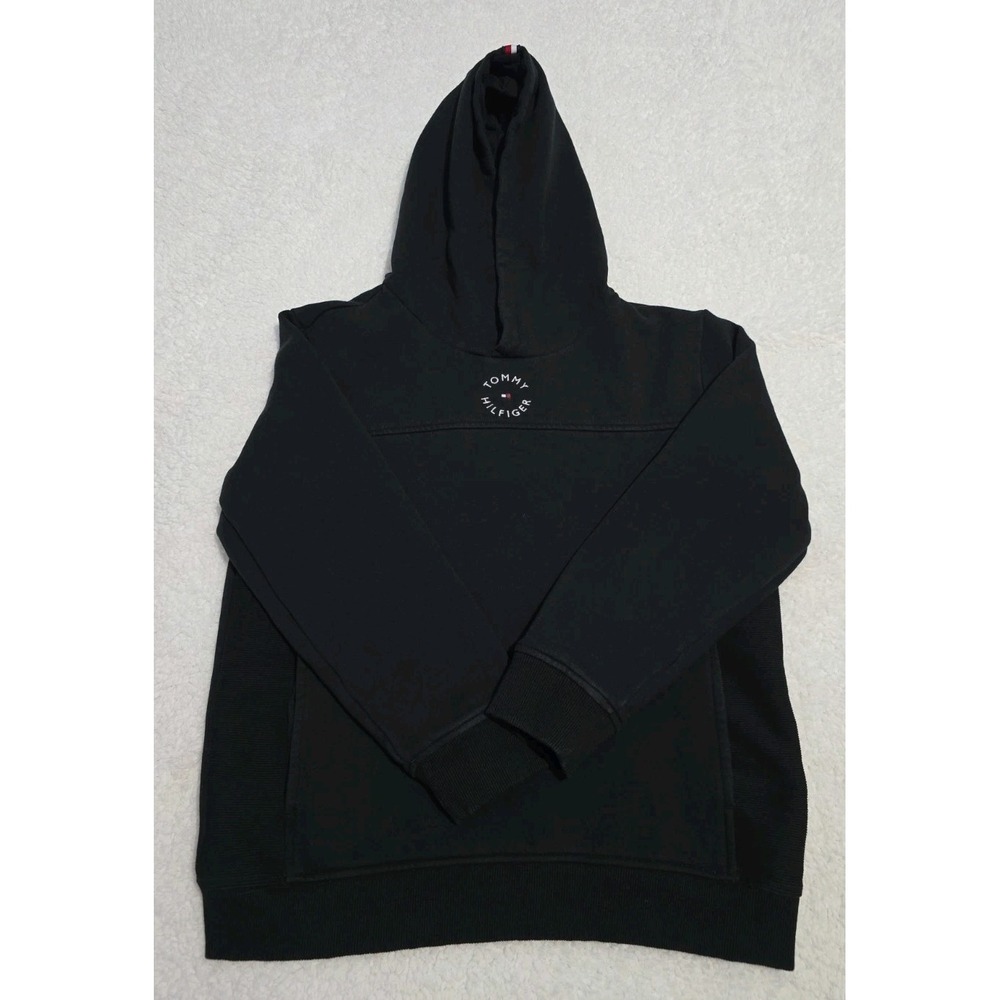 Tommy Hilfiger Boys Black Logo Pullover Hoodie Sweatshirt Size Large 14/16